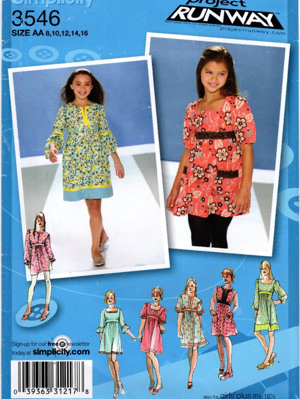 Simplicity Project Runway 3546 Girls Dress Size AA Uncut Pattern